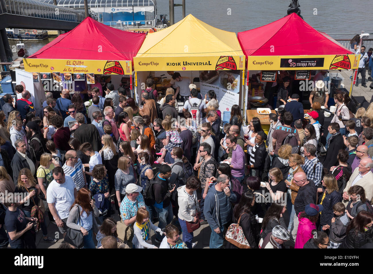 Spanish Food Festival Crowd on the South Bank in London England Stock Photo