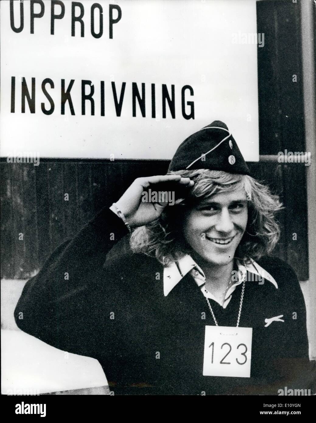 Oct. 10, 1974 - Bjorn Borg reports at Army National Service Centre.: Like  other Swedish 18-year old, Bjorn Borg, the young golden boy of tennis, this  week reported to an Army national