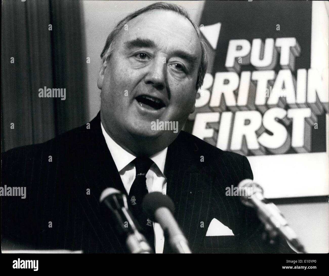 Sep. 09, 1974 - The Election campaign gets underway - The Conservatives hold press conference in London. Photo shows Willie Whitelaw, Chairman, speaking at today's Conservative Party press conference in London today. Stock Photo