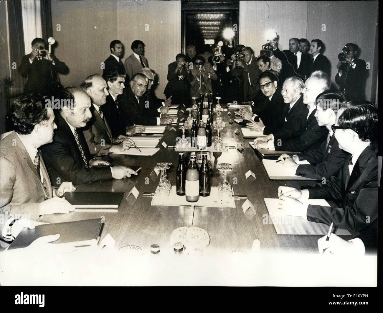 Sep. 09, 1974 - Nguyen Huu Tho in Sofia: Here visiting RSV delegation headed by Nguyen Huu Tho/third r-l/ Chairman of Presidium Stock Photo