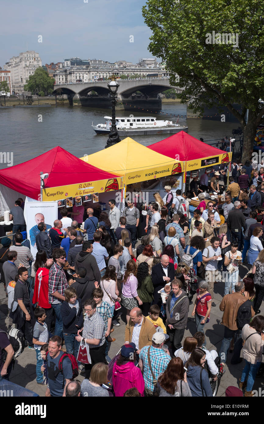 Spanish Food Festival Crowd on the South Bank in London England Stock Photo