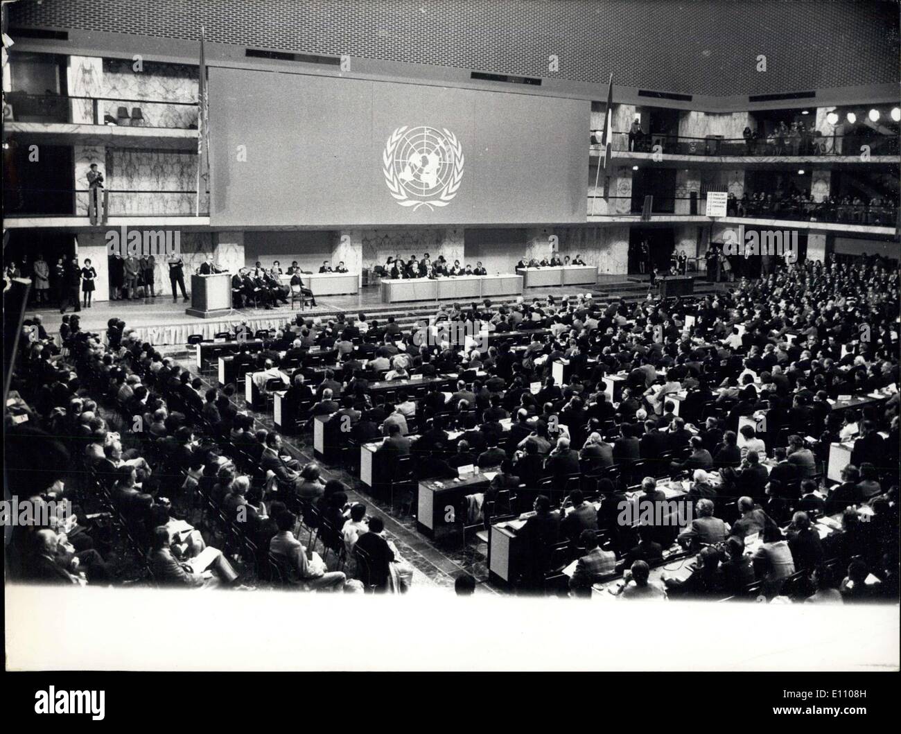 Nov. 05, 1974 - Rome, 5.11.74 ? The UN Food and Agriculture Organization World Food Conference has been opened today at the Palace of Congress in Rome with the participation of 140 nations. OPS: General view of the conference. Stock Photo