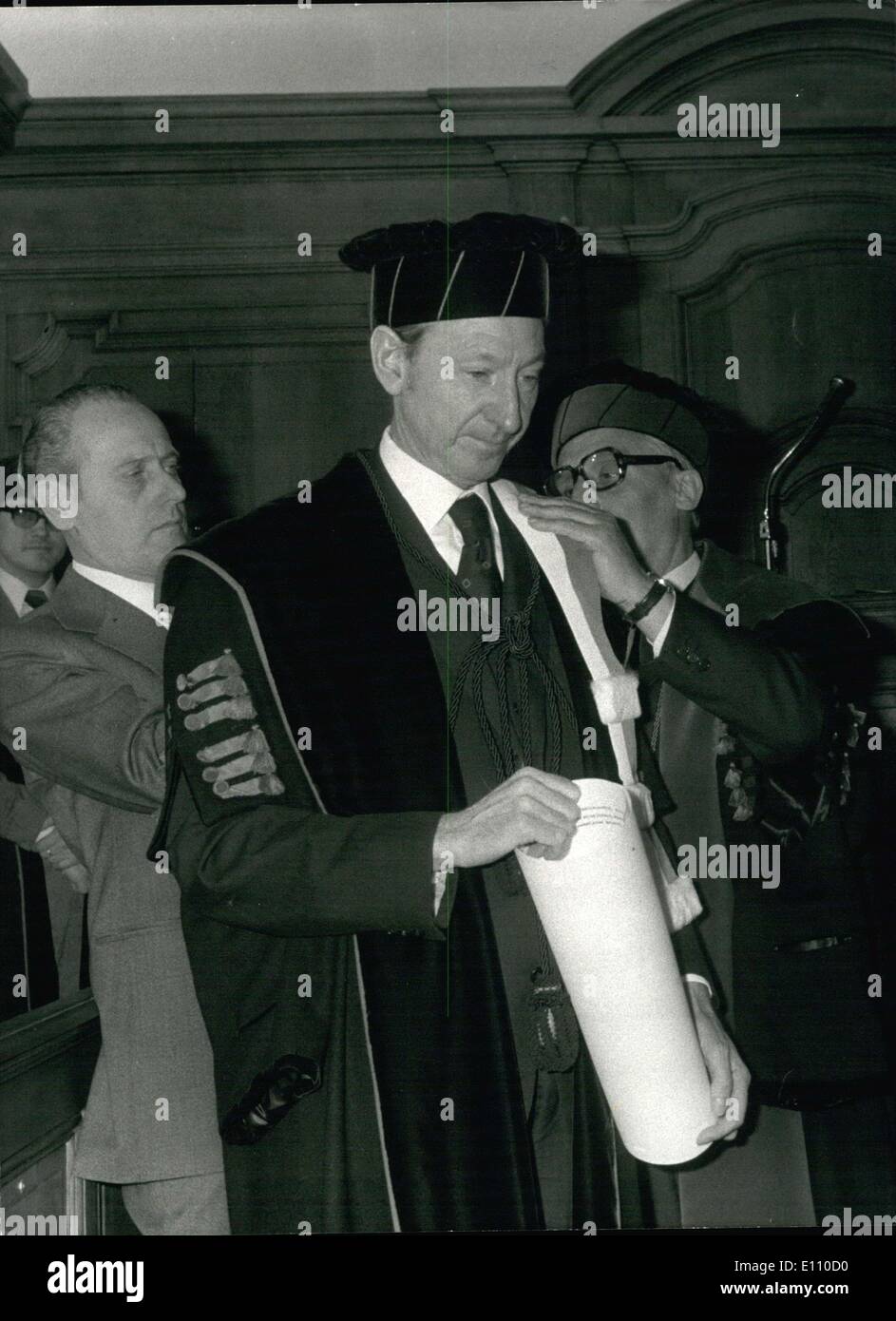 Feb. 05, 1975 - During the course of his two day visit in Belgium, Secretary General of the United Nations Kurt Waldheim received an honorary doctorate from the University of Louvain. Stock Photo