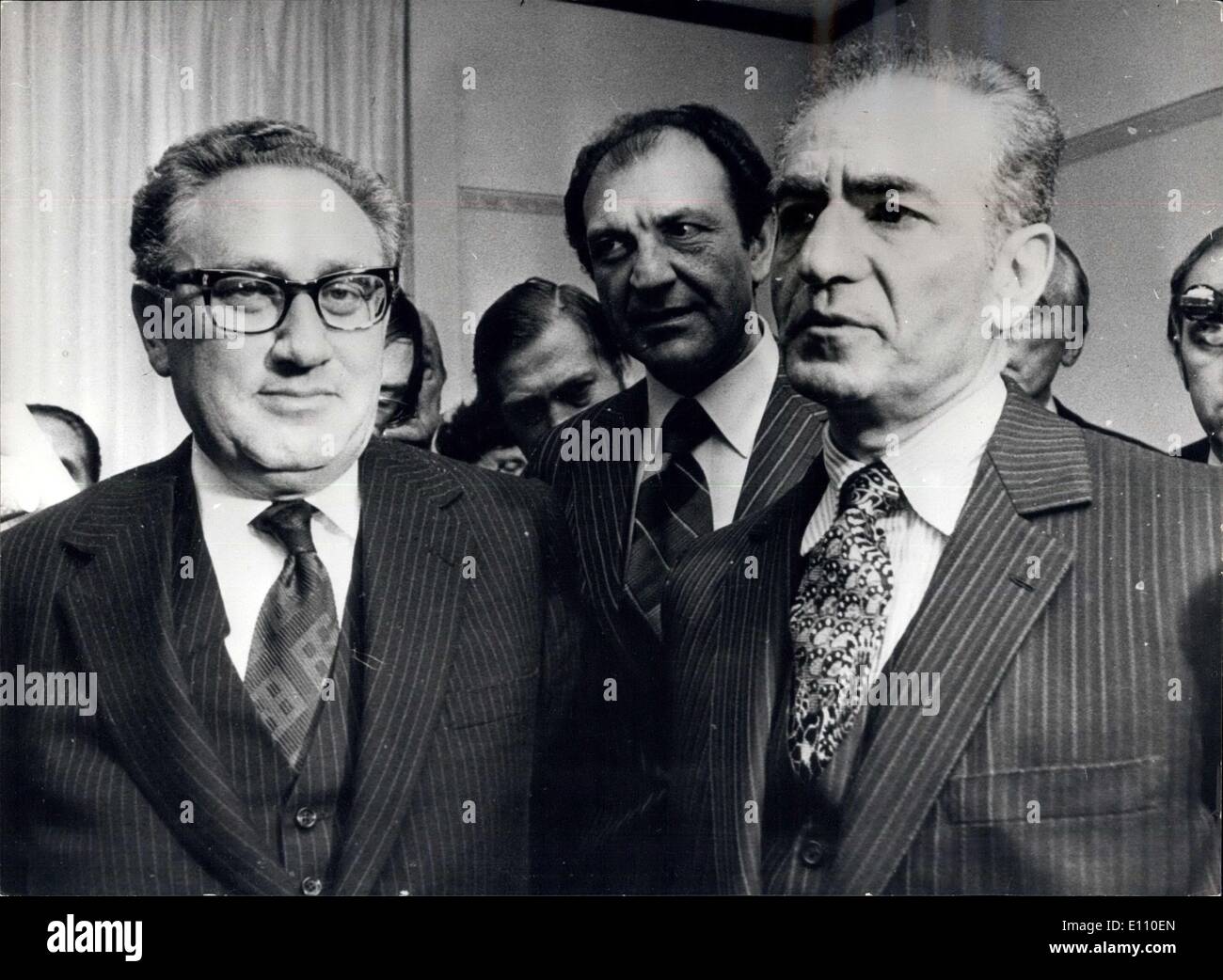 Feb. 19, 1975 - Dr. Kissinger Meets The Shah of Iran, In Zurich. Photo Shows:- Dr. Henry Kissinger (left), the U.S. Secretary of State, pictured with the Shah of Iran after they had lunched at a Zurich hotel, yesyerday. Stock Photo
