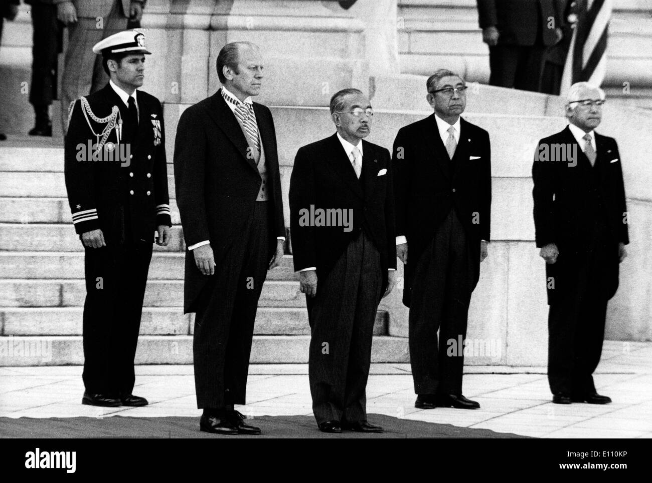 President Gerald Ford visiting Emperor Hirohito Stock Photo