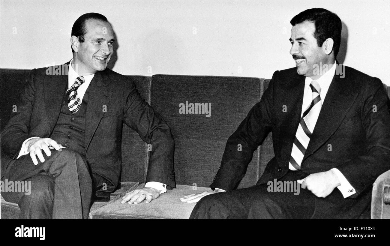 Iraqi Dictator Saddam Hussein visits Jacques Chirac Stock Photo
