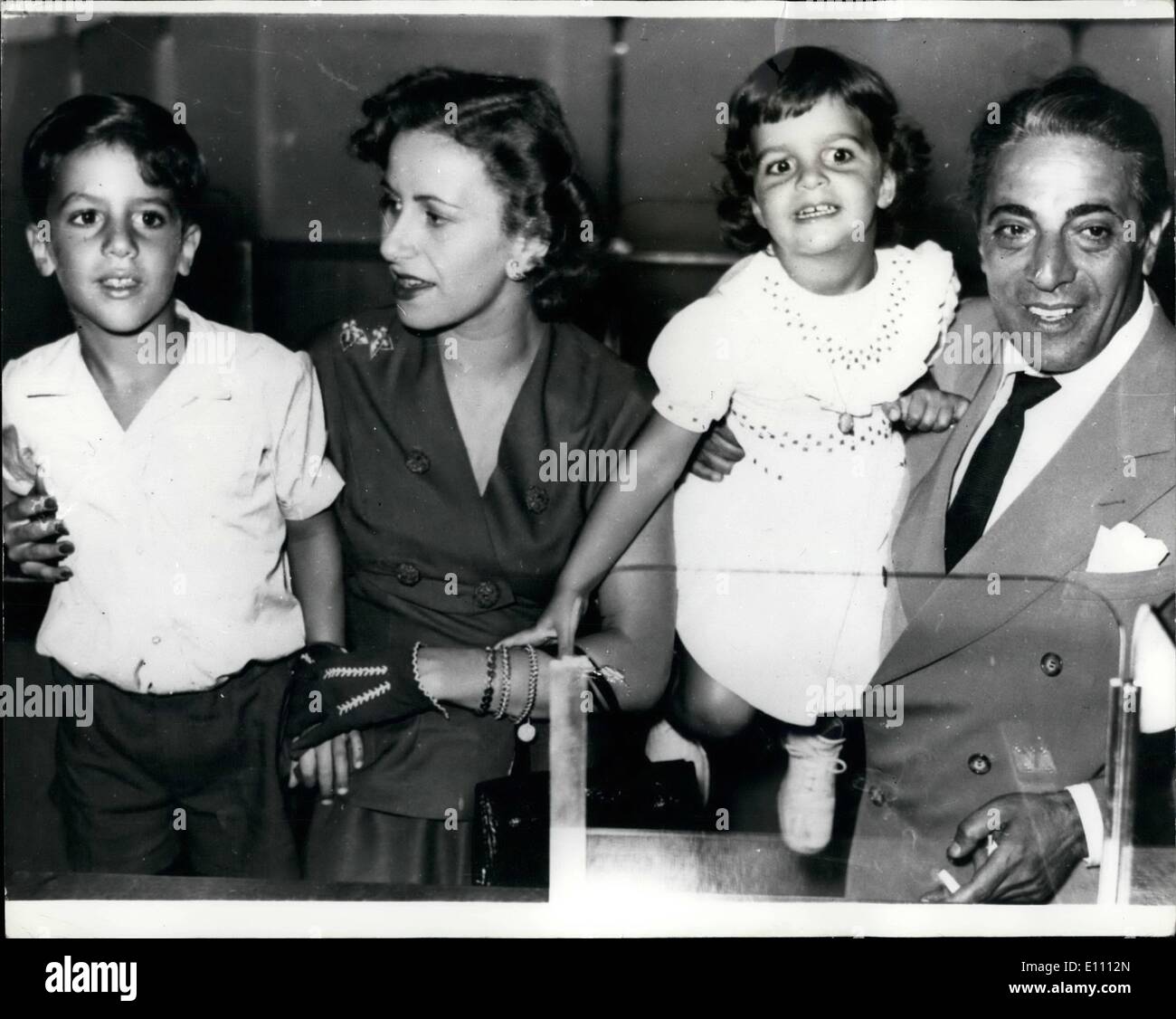 Mar. 03, 1975 - Aristotle Onassis Dies In Paris: Aristotle Onassis The Greek shipping tycoon and husband of Jackie (Kennedy) Onassis, died today in a Paris Hospital at the age of 69. Photo shows Mr. Onassis with his family in 1957, L6R Alexande (killed in plane crash) his wife Athine, (now dead) and daugher Christina. Stock Photo
