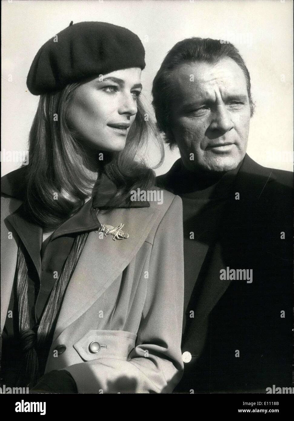 Dec. 24, 1974 - Richard Burton & his leading lady Charlotte Rampling on the French Riviera, where they are shooting a new film; Stock Photo