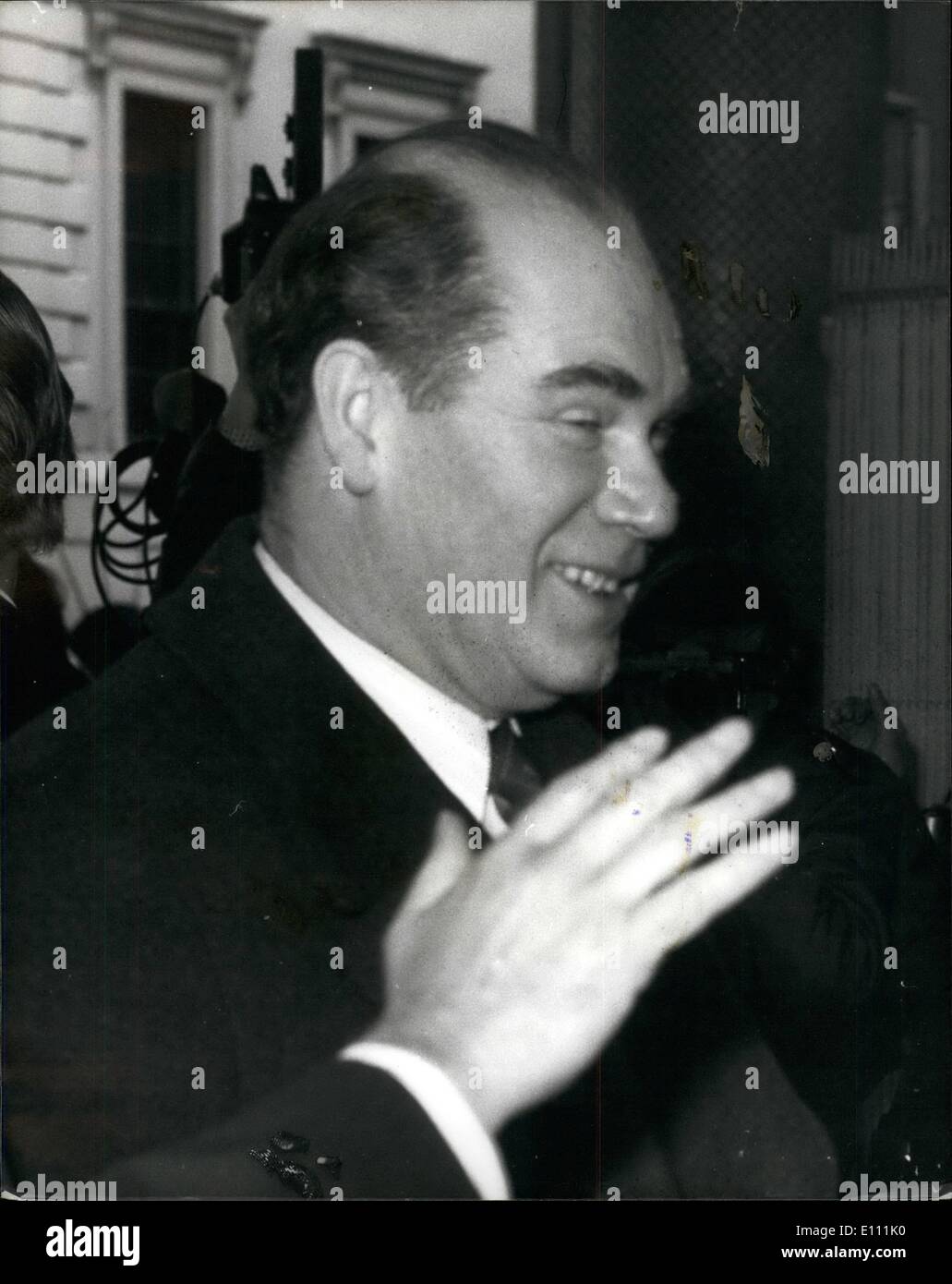 Apr. 04, 1975 - Angry Demonstrators Are Fooled By Alexander Shelepin's Decoy: Alexander Shelepin, the former KBG chief, who is in London with a Soviet trade union delegation as guests of the TUC. While Shelepin entered the Trade Union Council building by a back entrance un-noticed, there were ugly scenes as demonstrators hurled stones at a car carrying the ''phoney'' Mr. Shelepin drew up at the front entrance. Photo Shows: The decoy Shelepin who became the target for missiles seen leaving the TUC, Congress House today. Stock Photo