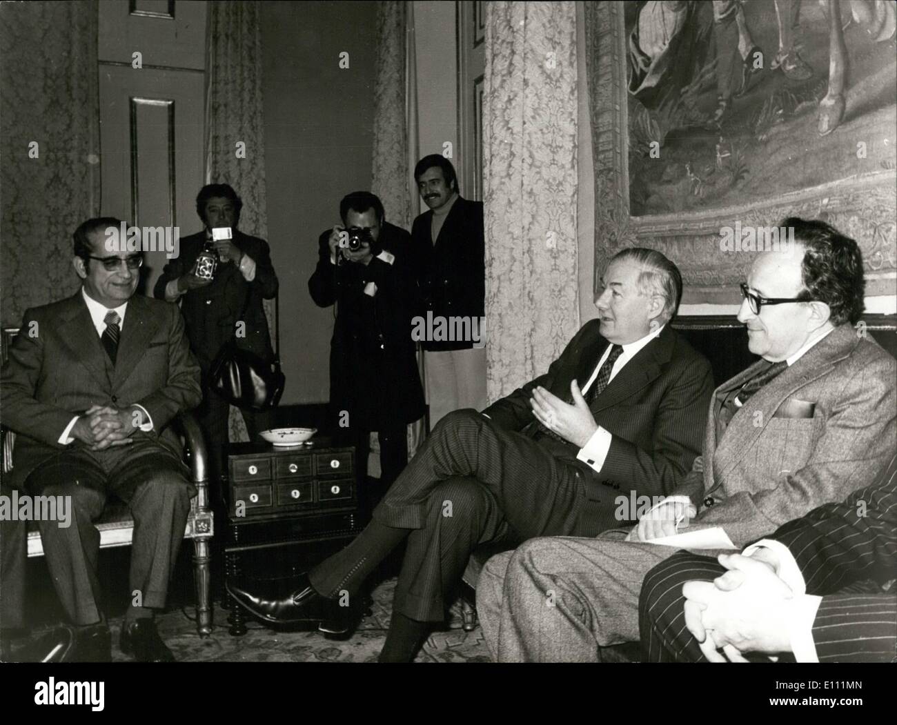 Apr. 04, 1975 - James Callaghan with the President Costa Gomes at the 12 Minister Vasco Goncalves at Lisbon. : A.E.I. Stock Photo