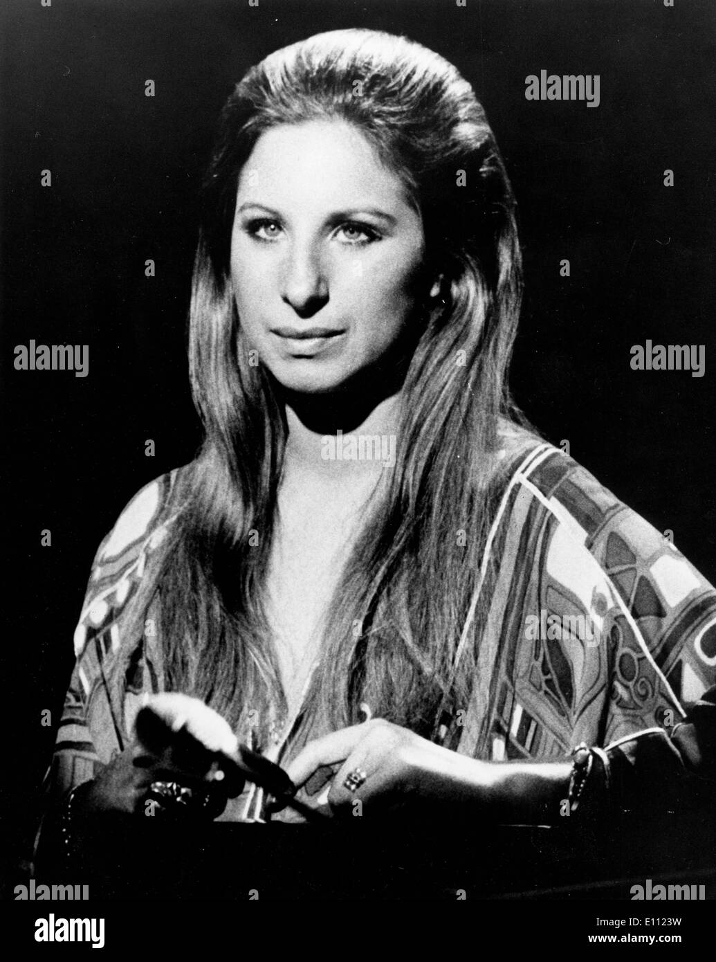 Singer barbra streisand performing Black and White Stock Photos