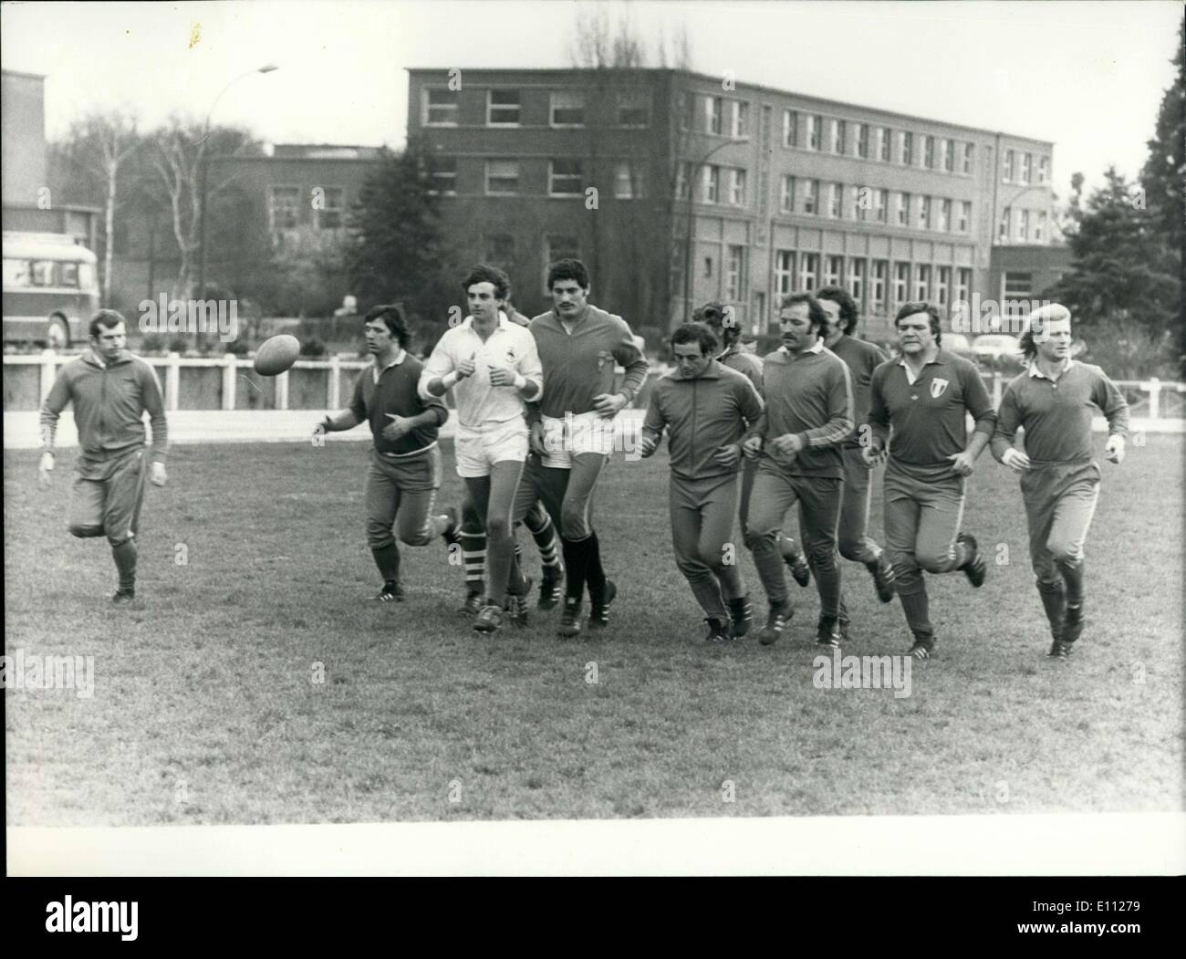 Jan. 30, 1975 French Rugby Team Trains for Match with England Stock