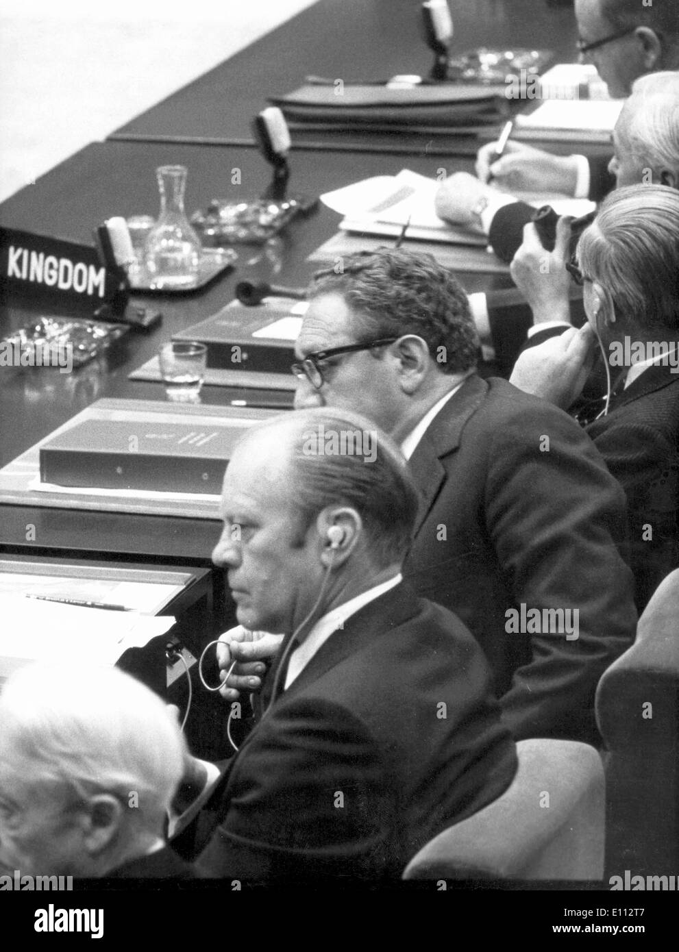 President Ford at NATO Summit with Henry Kissinger Stock Photo