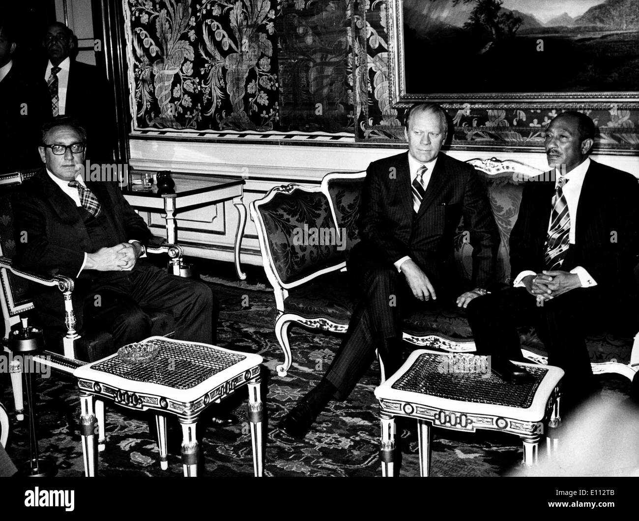 President Gerald Ford with Anwar El Sadat Stock Photo