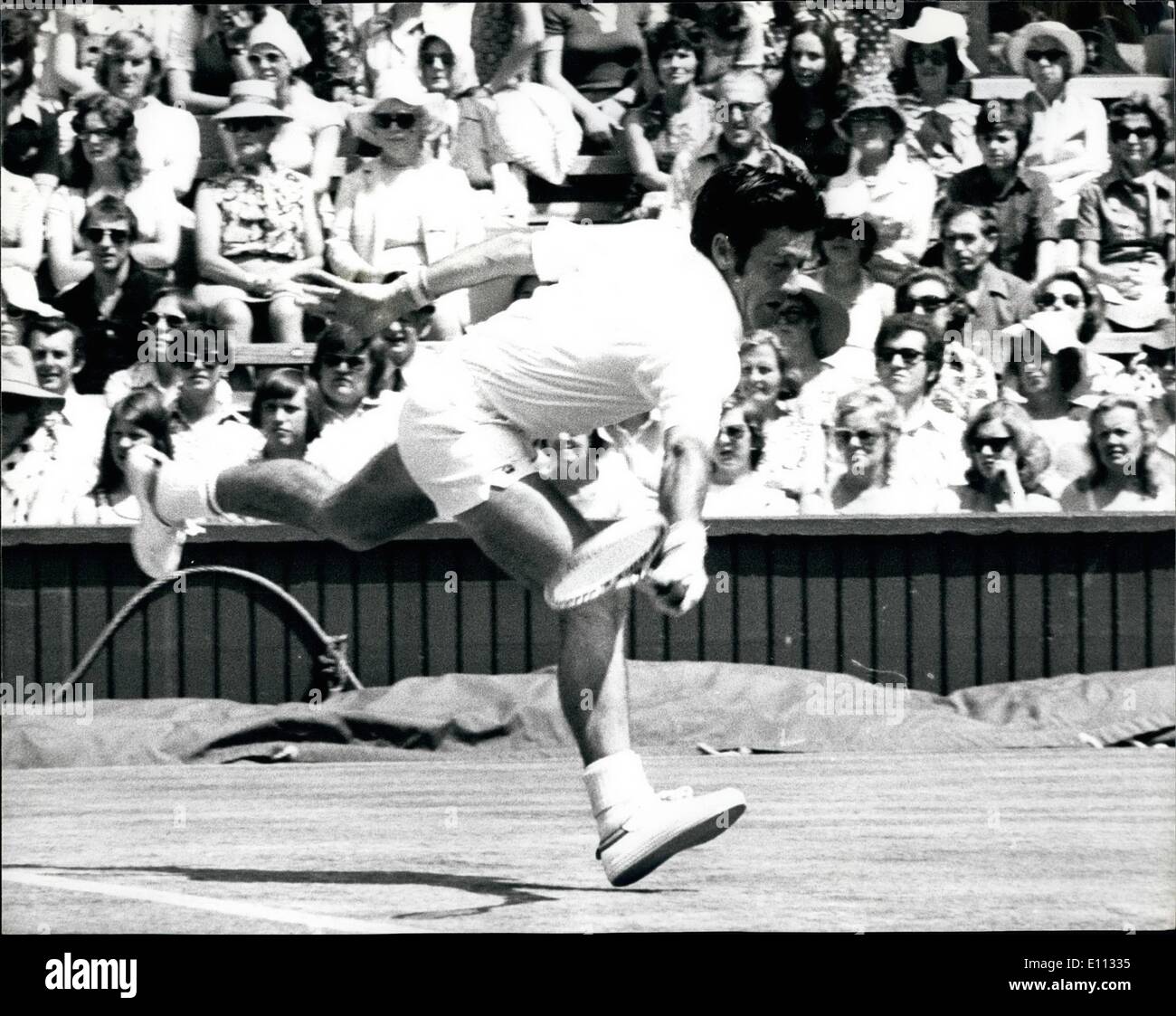 Jun. 06, 1975 - WIMBLEDON TENNIS CHAMPIONSHIPS. FEAVER V. ROSEWALL. hoto Shows:- Ken Rosewall (Australia) in play agai Stock Photo