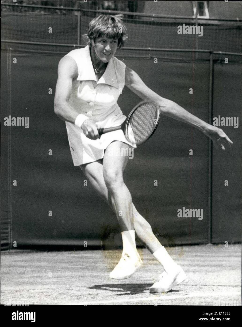 Jun. 06, 1975 - Tennis At Wimbledon. Mrs. Court V. Miss Tomanova. Photo  shows Mrs. Margaret Court Australia , in play against M Stock Photo - Alamy