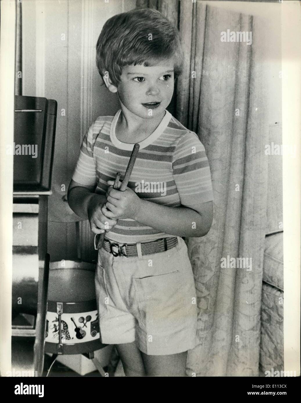 Jul. 07, 1975 - Lord Nicholas Windsor=5th Birthday: On friday Jul 25th 75 Lord Nicholas Windsor the younger son and the youngest child of the Duke and Duchess of Kent will celebrate his fifth birthday He is seen in the playroom of the family's country residence. Anmer Hall rear King's Lynn, Norfolk. Stock Photo