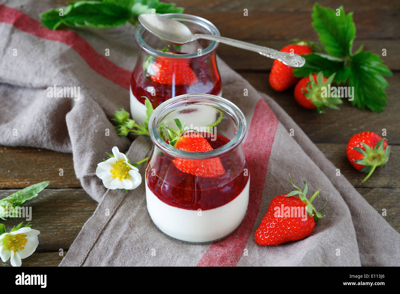 homemade yogurt with strawberries Stock Photo