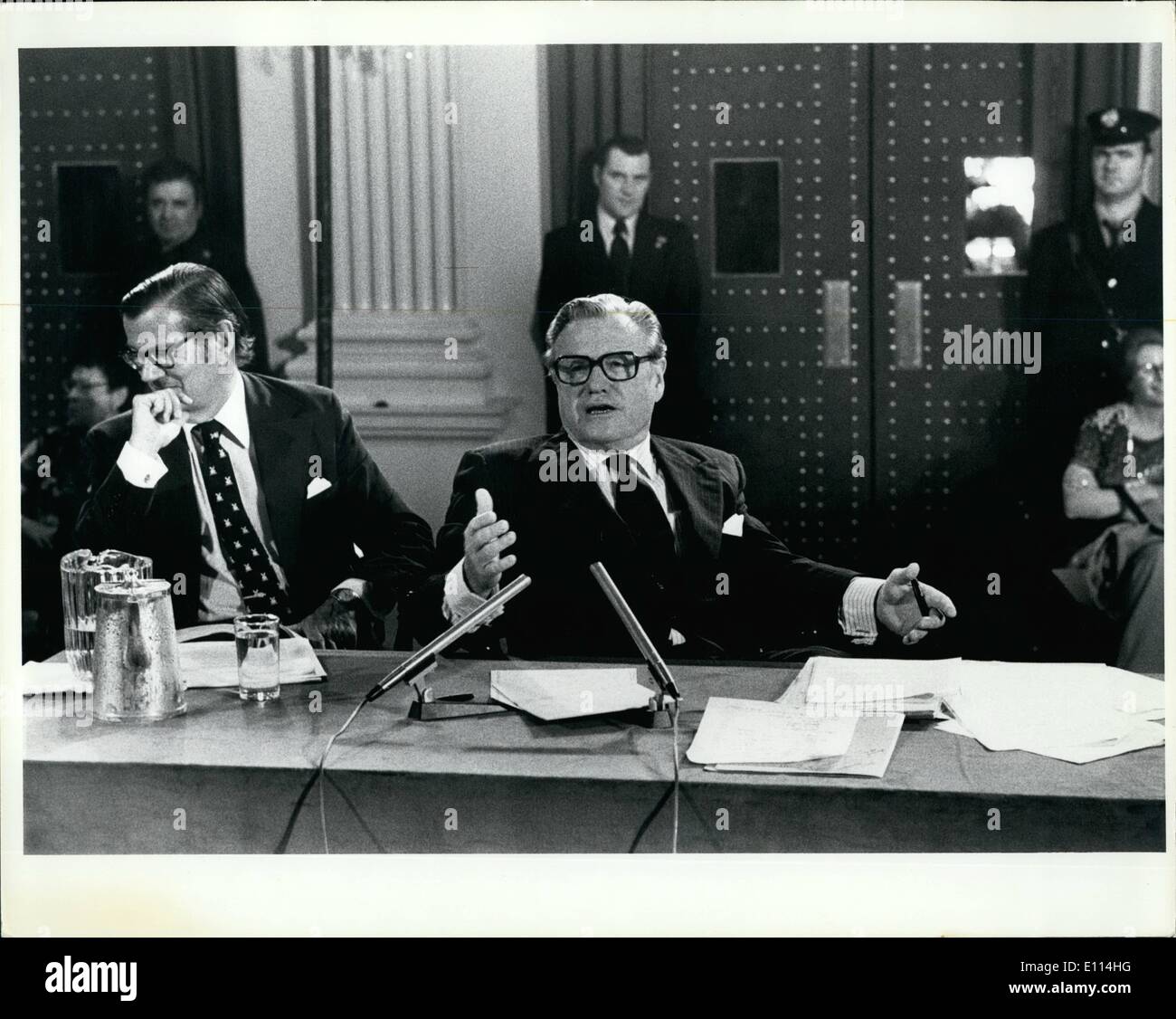 Aug. 08, 1975 - Vice President Rockefeller testifying before the MoreLand Commission which is investigating nrsing Home Abuses Stock Photo