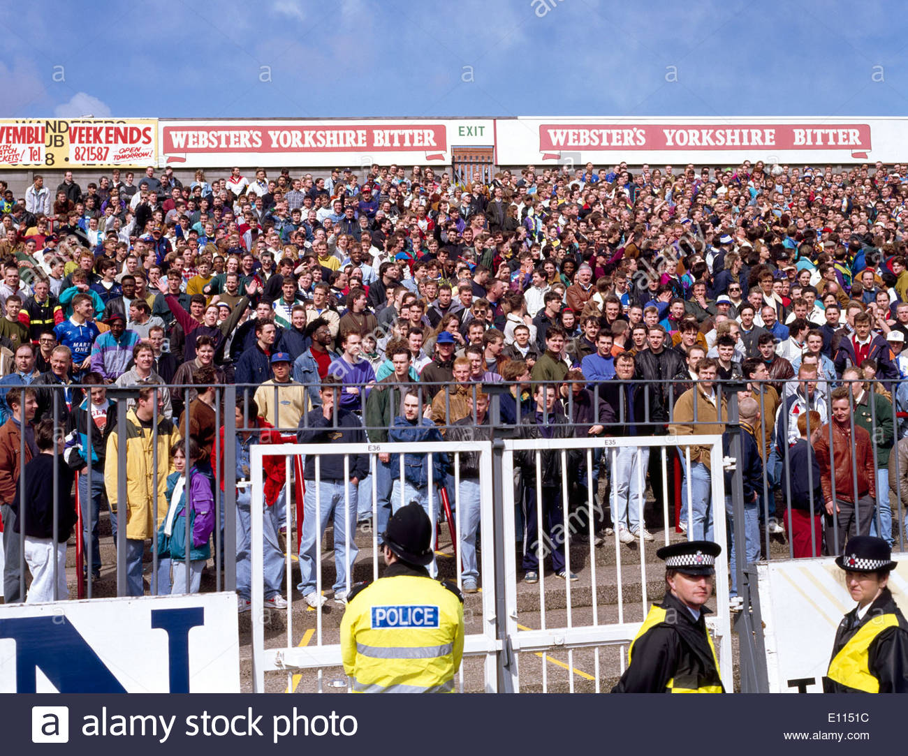 Birmingham City 'away' fans in their corner, policed, at Burnden Stock Photo 69482040 Alamy