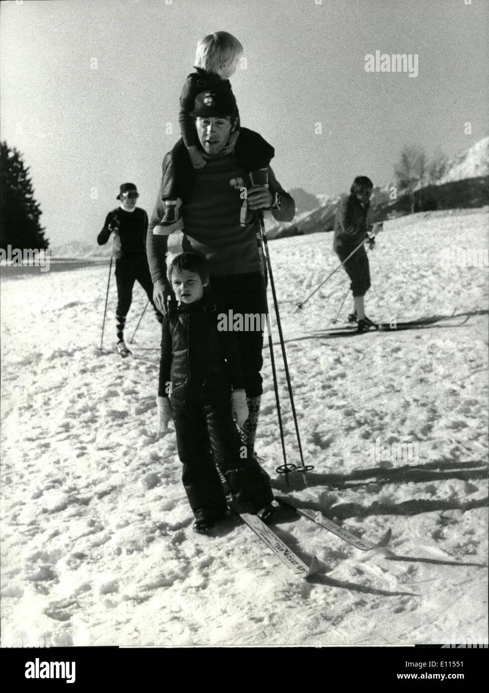 Dec. 12, 1975 - Bike-Champion Eddy Merckx is skiing: Bike Champion Eddy Merckx is on vacation at Crans s/Sierre (Switzerland). Naturally he can not leave his cycle totally, but mostly he is skiing with his children. Let's hope, he doesn't have an accident. Stock Photo