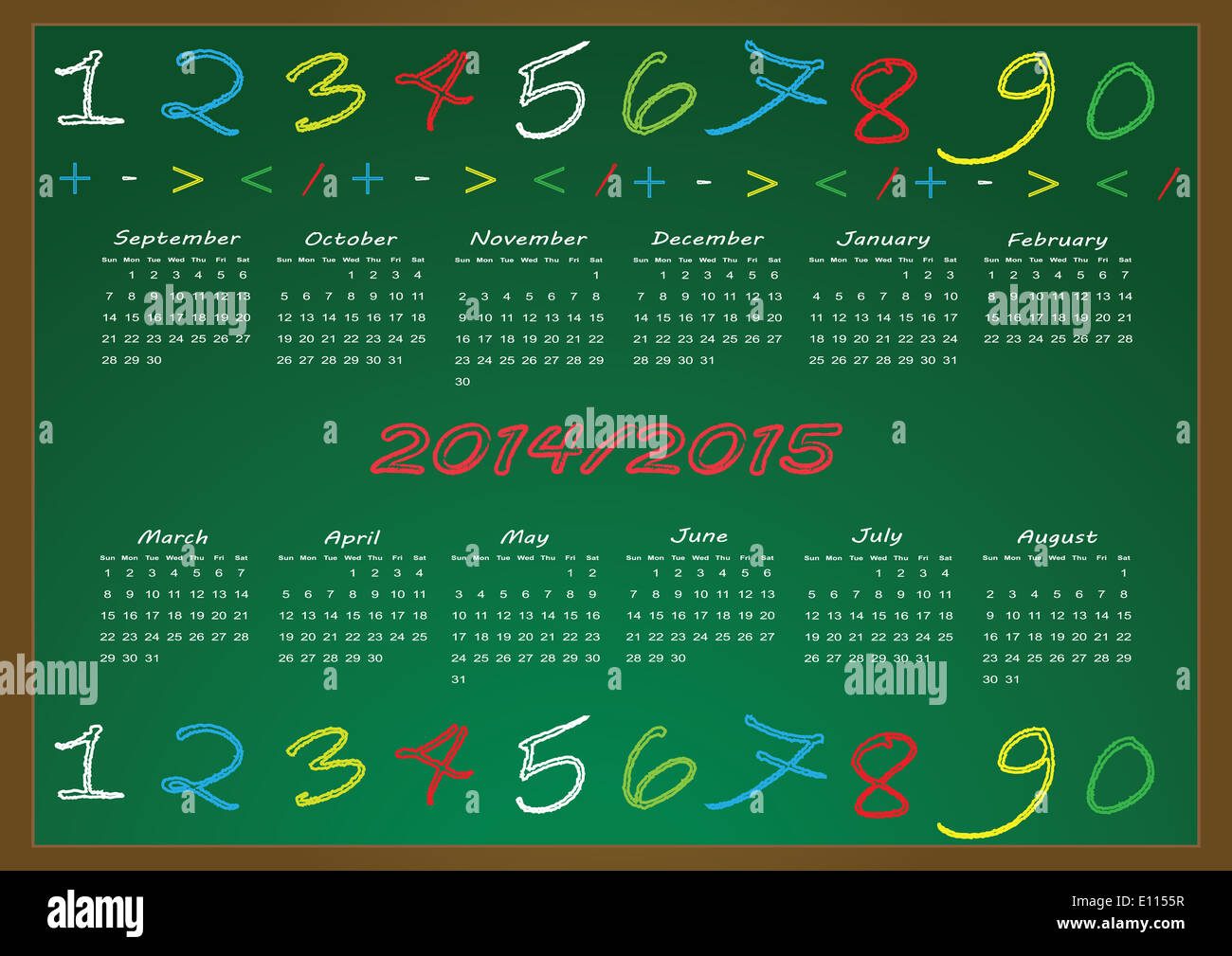 School Calendar On Years 14 And 15 Stock Photo Alamy