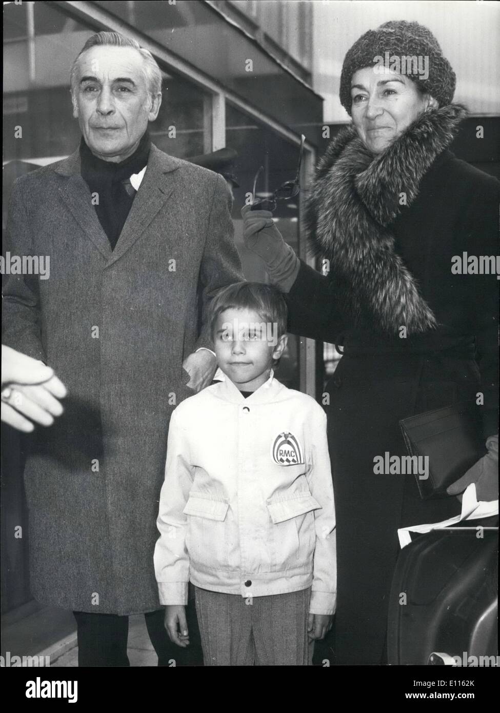 Feb. 02, 1976 - French Hijack Bus Boy Arrives in London on His Way Home to Paris. Seven year old Franck Rutkowsky, the French boy abducted to Somalia during a gun battle around a hijacked school bus in Djibouti six days ago flew into Heathrow Airport today enroute for Paris, following his liberation in Somalia on Saturday. Franck was one of 30 children taken hostage by members of the Somali based Front for the Liberation of the Somalia Coast. French police sharp shooters stormed the bus last week killing six Nationalists keeping the 30 children hostage Stock Photo