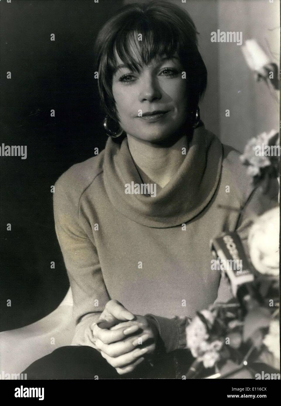 Feb. 16, 1976 - After Raquel Welch, Paris is getting ready to applaud another superstar from across the ocean: Shirley Mac Laine will present two unique galas, tonight and tomorrow, at the Congressional Palace. The American star, sister of the actor Warren Beatty, will perform her most successful songs ''Irma La Douce'' and ''Sweet Charity''. She is pictured giving a press conference at her Parisian hotel before the show. Stock Photo