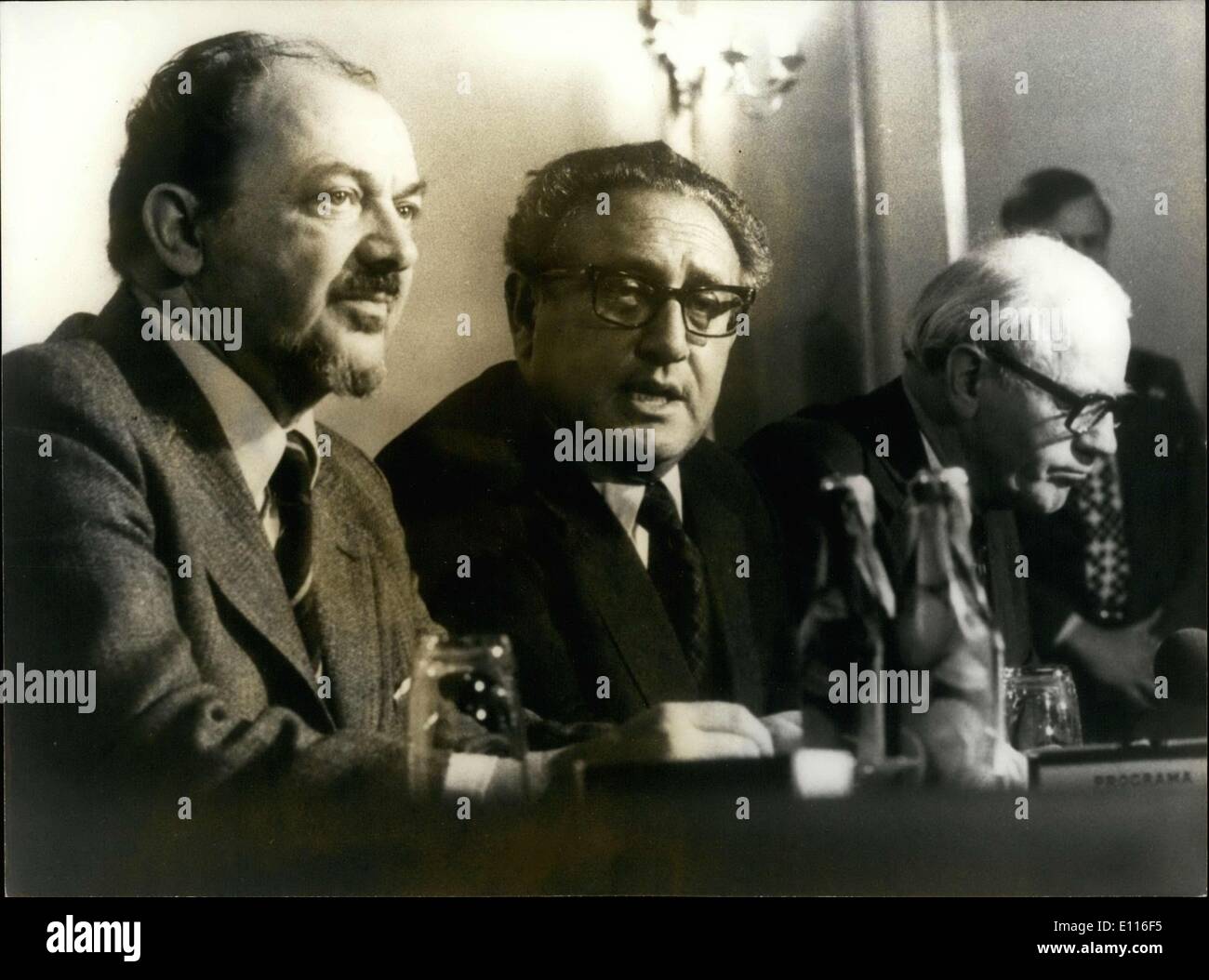 Jan. 22, 1976 - Headed to Moscow, Secretary of State Henry Kissinger stopped in Copenhagen to meet with several Danish rulers. Danish Prime Minister Mr. Andersen is pictured during a press conference in Copenhagen. Stock Photo