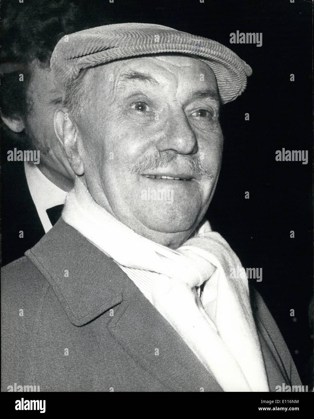 Mar. 03, 1976 - The Public Opening Of London's New National Theatre:' Many famous personalities were present at the Public opening of the Lyttelton Theatre, part of London's new National Theatre on the South Bank, last night. to see Peter Hall's production of Hamlet with Albert Finney in the title role. Princess Margaret was among the guests. Photo Shows Actor Sir Ralph Richardson sport a cap and scarf as he arrive for the public opening of the theatre last night. Stock Photo