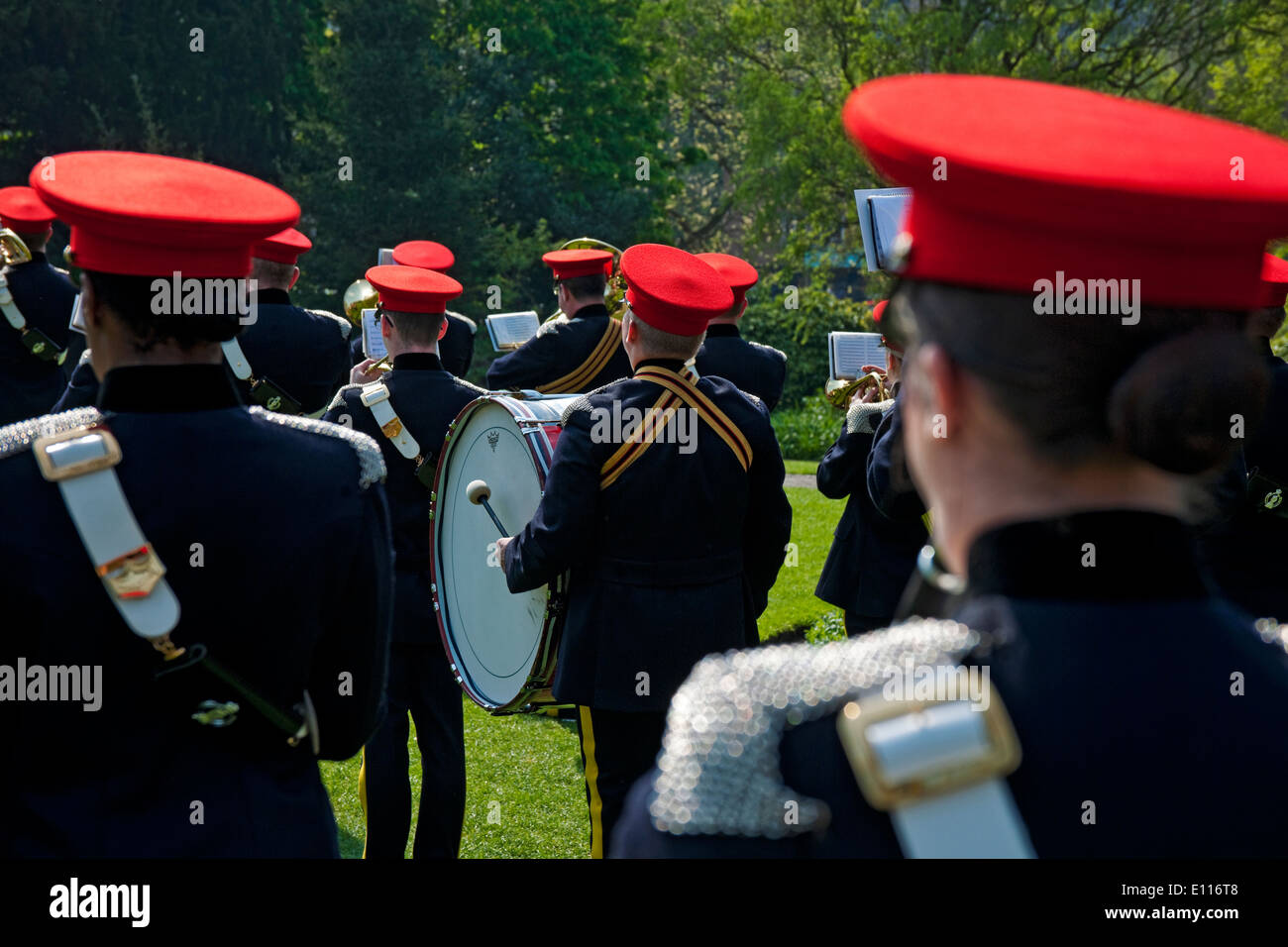 Musicians from The Army band of the Royal Armoured Corps playing in York North Yorkshire England UK United Kingdom GB Great Britain Stock Photo