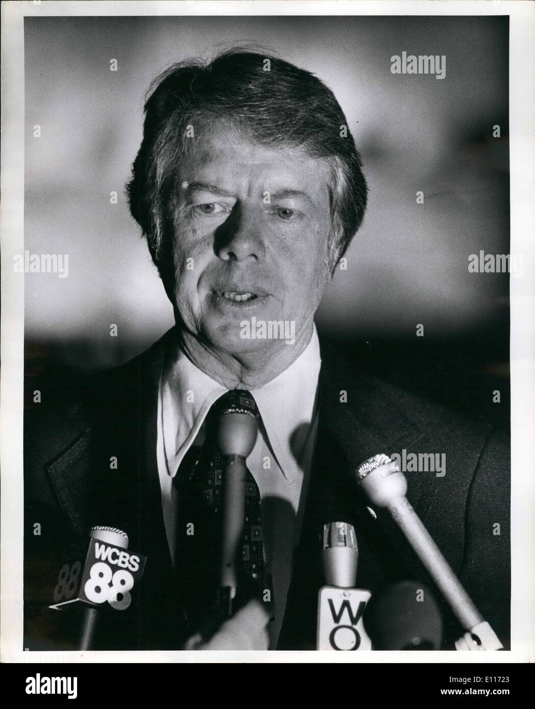 Mar. 03, 1976 - Governor Jimmy Carter during a news conference held in Grand Central Station. Governor Carter was here in New York to campaign for the New York Democratic primary. Stock Photo