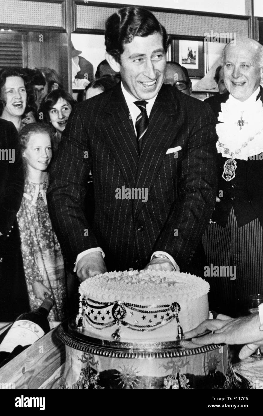 Prince Charles cuts his birthday cake Stock Photo