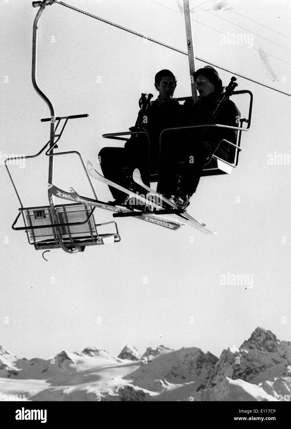 Prince Charles on ski vacation with woman Stock Photo
