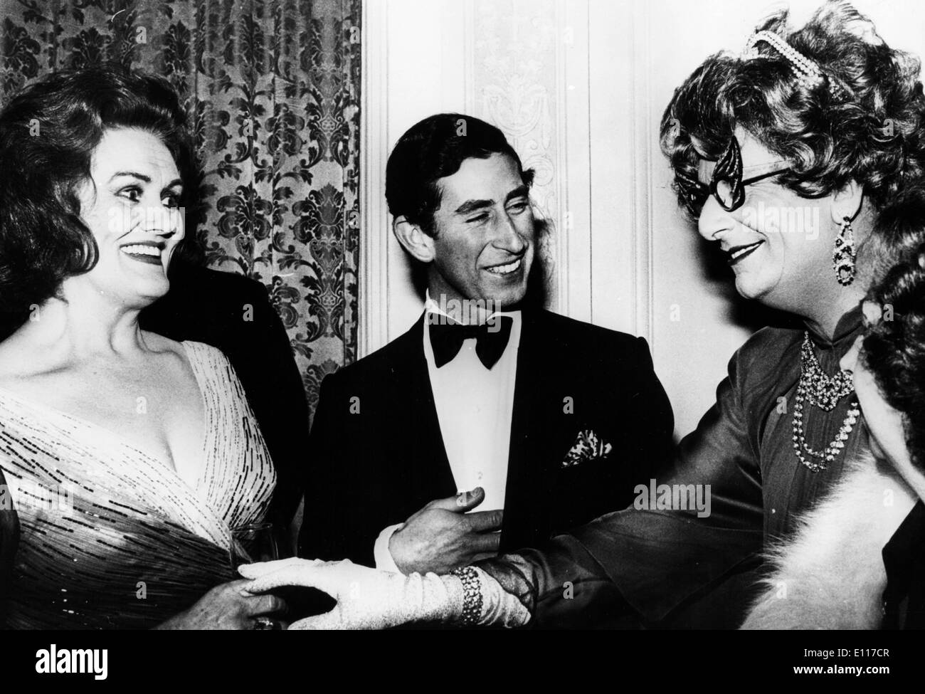 Prince Charles chats with Joan Sutherland at party Stock Photo