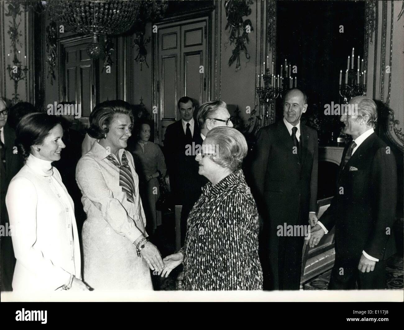 Mar. 22, 1976 - Nelson Rockefeller, Vice President of the US who is currently visiting France for the US bicentennial celebrations, was the President's guest for lunch at the Elysee Palace today. Stock Photo