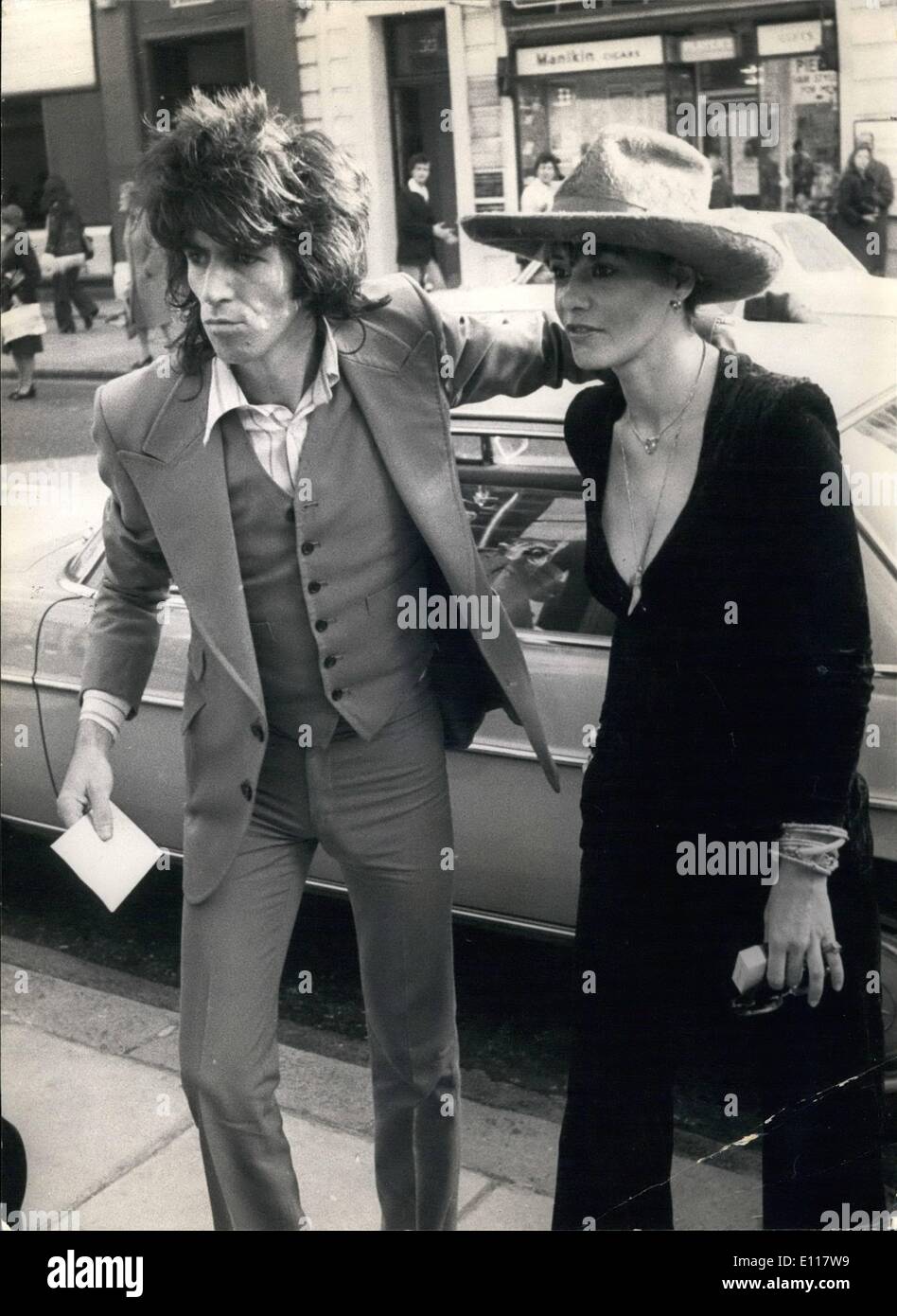 Apr. 04, 1976 - Keith Richard Of The Rolling Stones To Marry The Mother Of His Three Children In London: Keith Richard, the last bachelor of the Rolling Stones, is to marry. His bride will be Anita Pallenberg, Mother of Keith's three children. The marriage will take place in London when the 32-year-old Stone's rhythm guitarist appears with the group in about three weeks time at Earls Court. The couple's youngest child called Tara was born only two weeks ago. The other children are Marlon, 6, and Dandy, 4. Photo shows Keith Richard and Anita Pallenberg who are to marry in London. Stock Photo