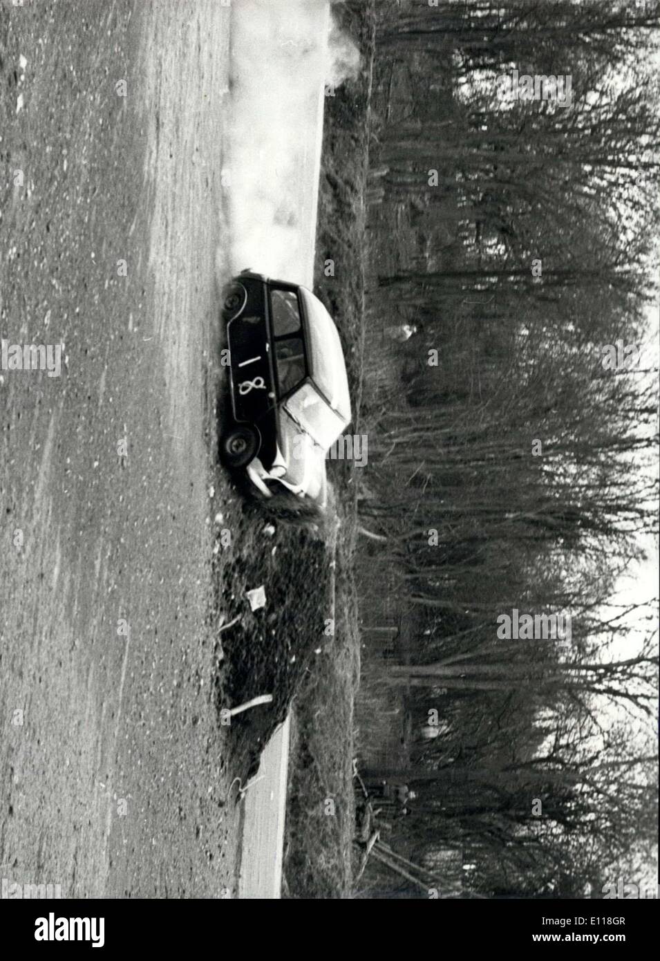 Apr. 20, 1976 - The mini hits a bank of earth-ans starts the road to wreckage How not to treat a car: One way to get rid of a car is to crash it hardly the ideal way, but nevertheless effective! The driver of this mini at the Thames Estuary Automobile Club's Rally Cross meeting recently, showed just how effective. Hitting a bank of earth at a high speed the car. driven by R.Brown, summersaulted twice before finally coming to earth-wrecked. Fortunately there was no collisoion with another car, and no-one was seriously injured Stock Photo