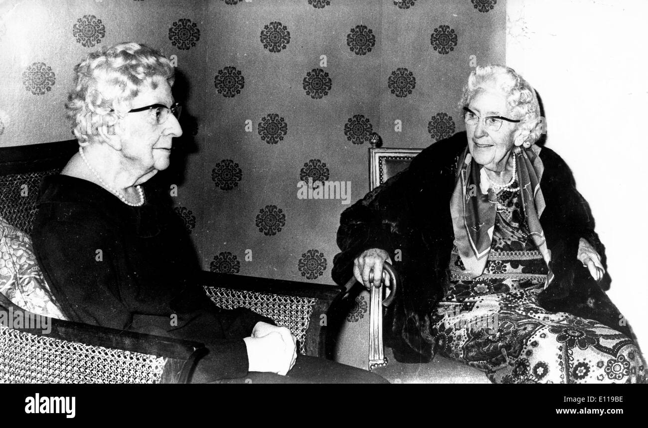 Dame Agatha Christie with self at wax museum Stock Photo