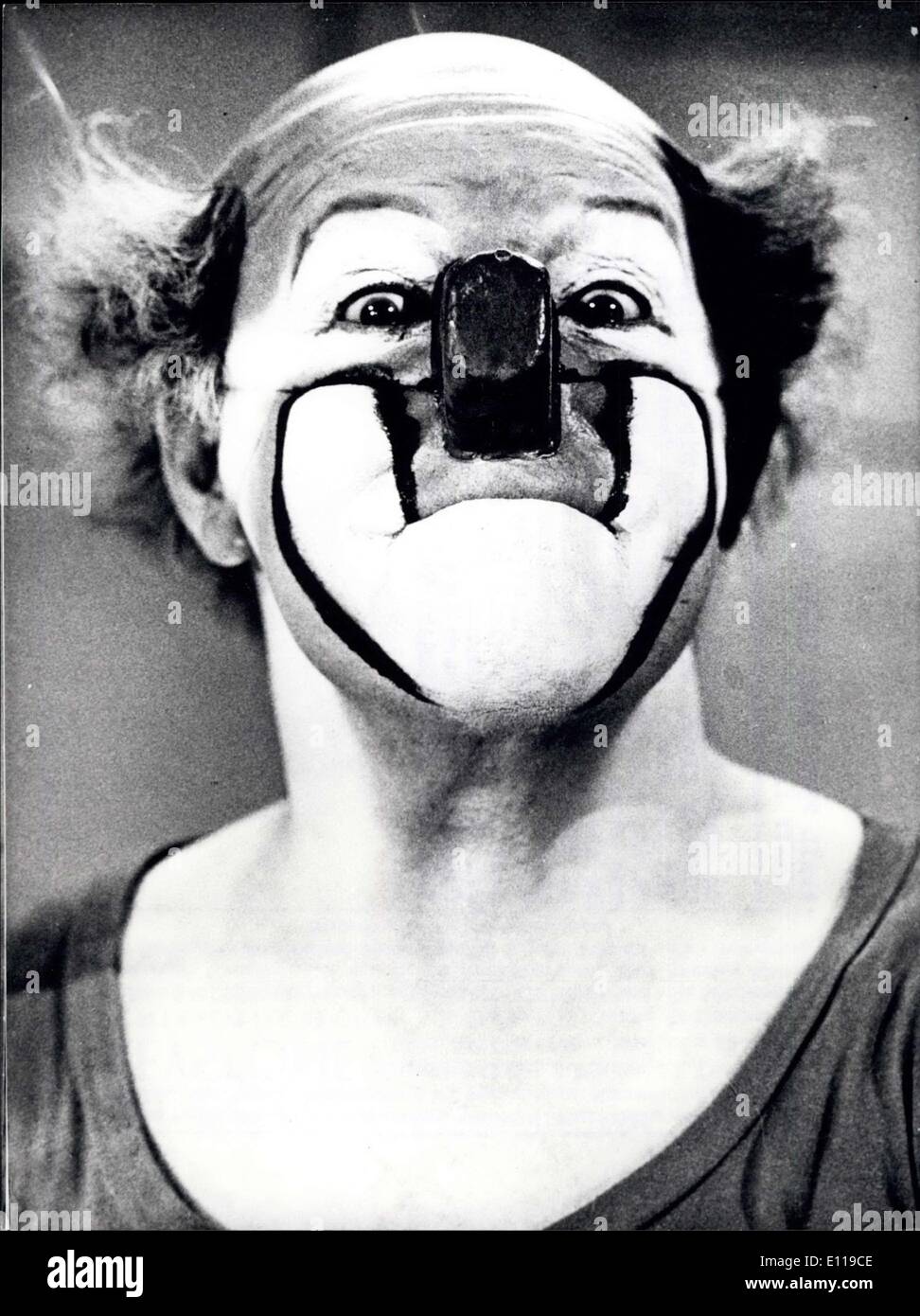 Apr. 23, 1976 - Clown Charlie Rivel will become eighty years old: On April 23rd 1976, Charles Andreu, better known as Charlie Rivel, will celebrate his 80th birthday. Charlie Rivel, one of the most famous clown of the world, was already appearing in the circus when he was nine; 1924 he came to Germany for the first time. In the beginning he had success with his imitation of Charles Chaplin but then he developed his own style. In 1931 he presented his most famous number ''Akrobat schoooon!'', at the Scala in Berlin Stock Photo