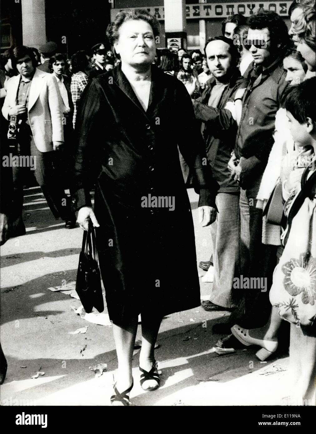 May 05, 1976 - Alexandros Papoulis funeral 8. Amalia Fleming, Lady. Stock Photo