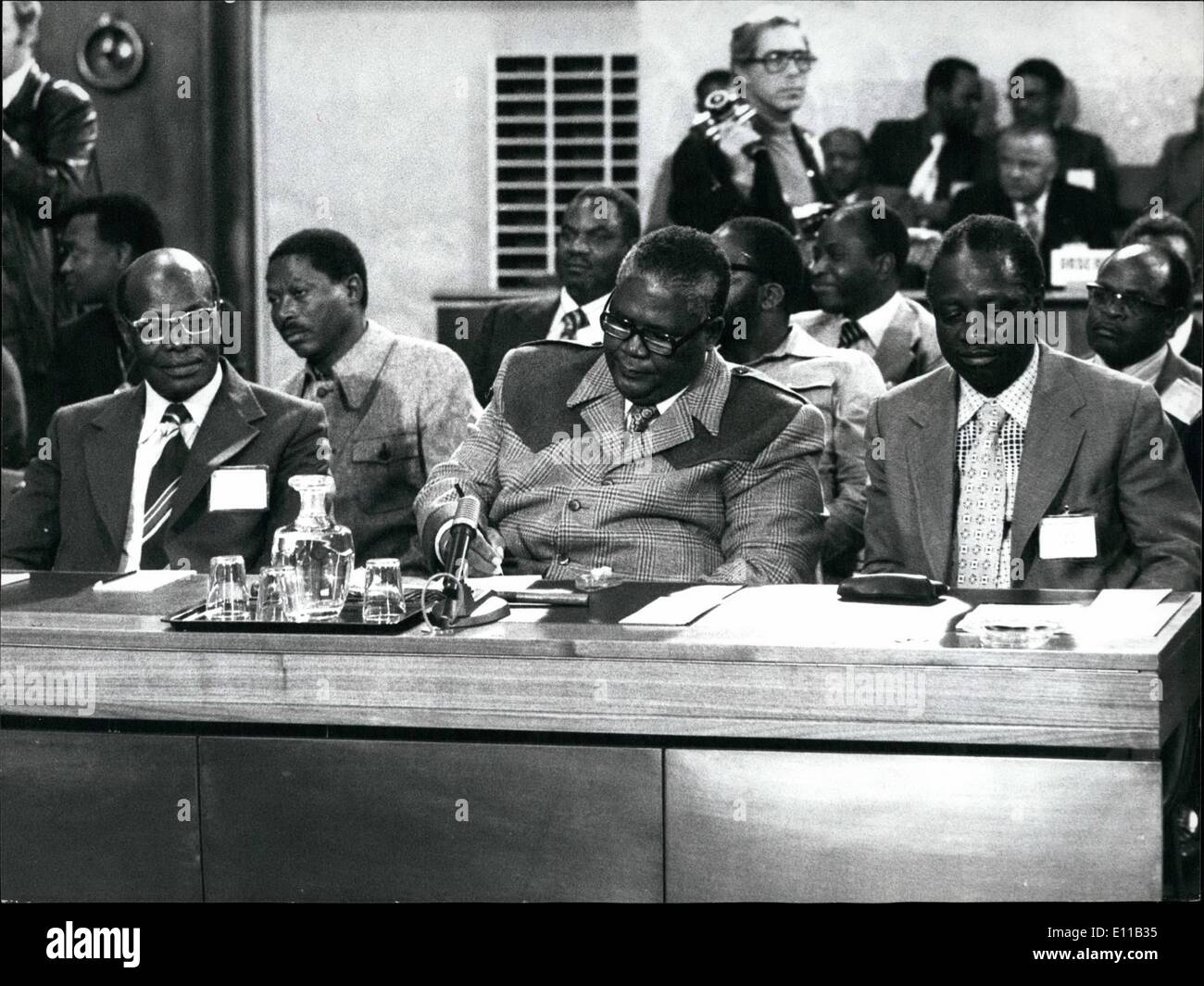 Oct. 10, 1976 - Geneva- Conference on Rhodesia: Picture from the opening session on October 28th. Delegations of the Interior Wing of the African National Council headed by Joshua Nkomo. Stock Photo