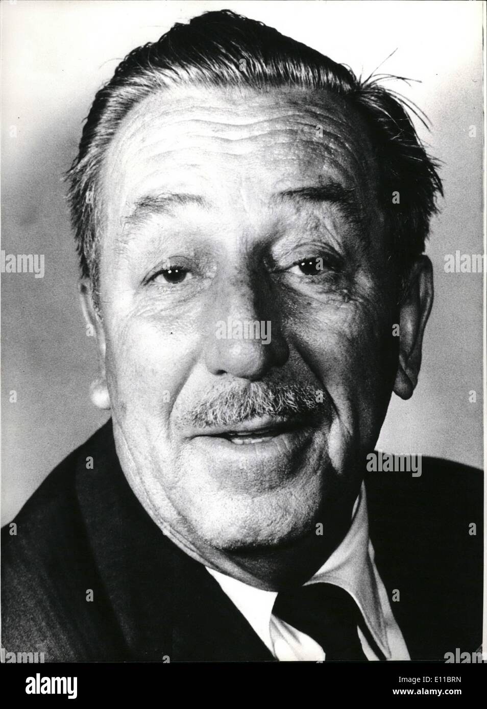 Dec. 12, 1976 - 75th Birthday of Walt Disney: On December 5h 1976 it will be 75 years ago, that Walt Disney (picture) was born in Chicago. Disney started as an advertisement designer. 1922 he made his first experiments with animated cartoons. Four years later he started the Mickey Mouse series, which made him famous all over the world. Soon followed ''Snow-white'', ''Fantasia'', ''Bambi'', ''Cinderella'', ''Alice in Wonder Land''. Besides them however, Walt Disney also made cultural films and documentaries Stock Photo