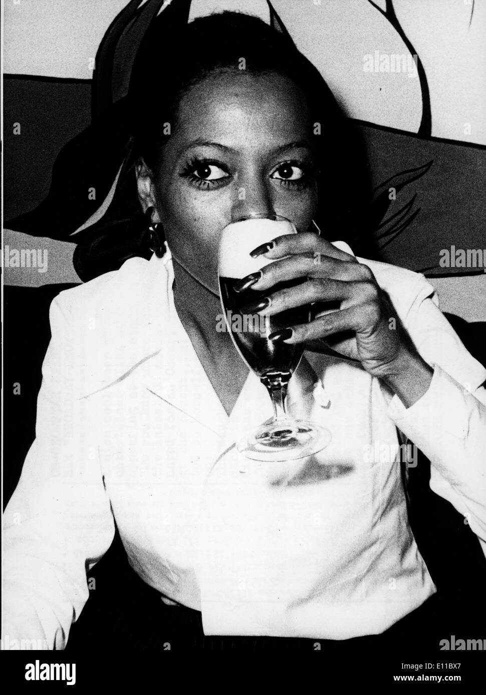 Singer Diana Ross enjoys drink before show Stock Photo