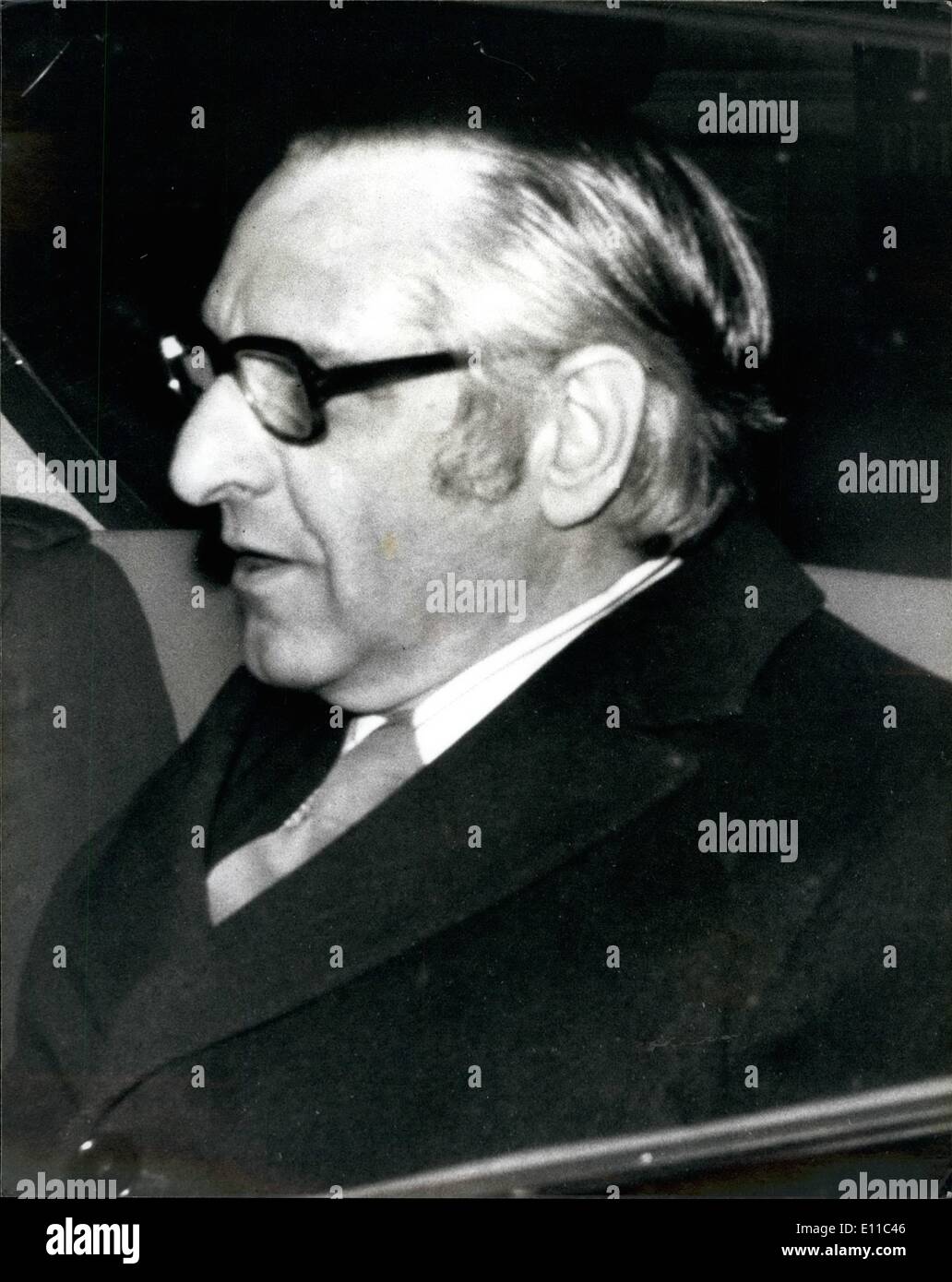 Jan. 01, 1977 - Attorney General Mr. Silkin At The Law Courts: Attorney General Mr. Sam Silkin, QC, was again appearing before the appeal court to explain his handling of the threatened South Africa boycott by the Post Office Workers union. Photo shows Attorney General Mr. Sam Silkin seen leaving the court after today's session. Stock Photo