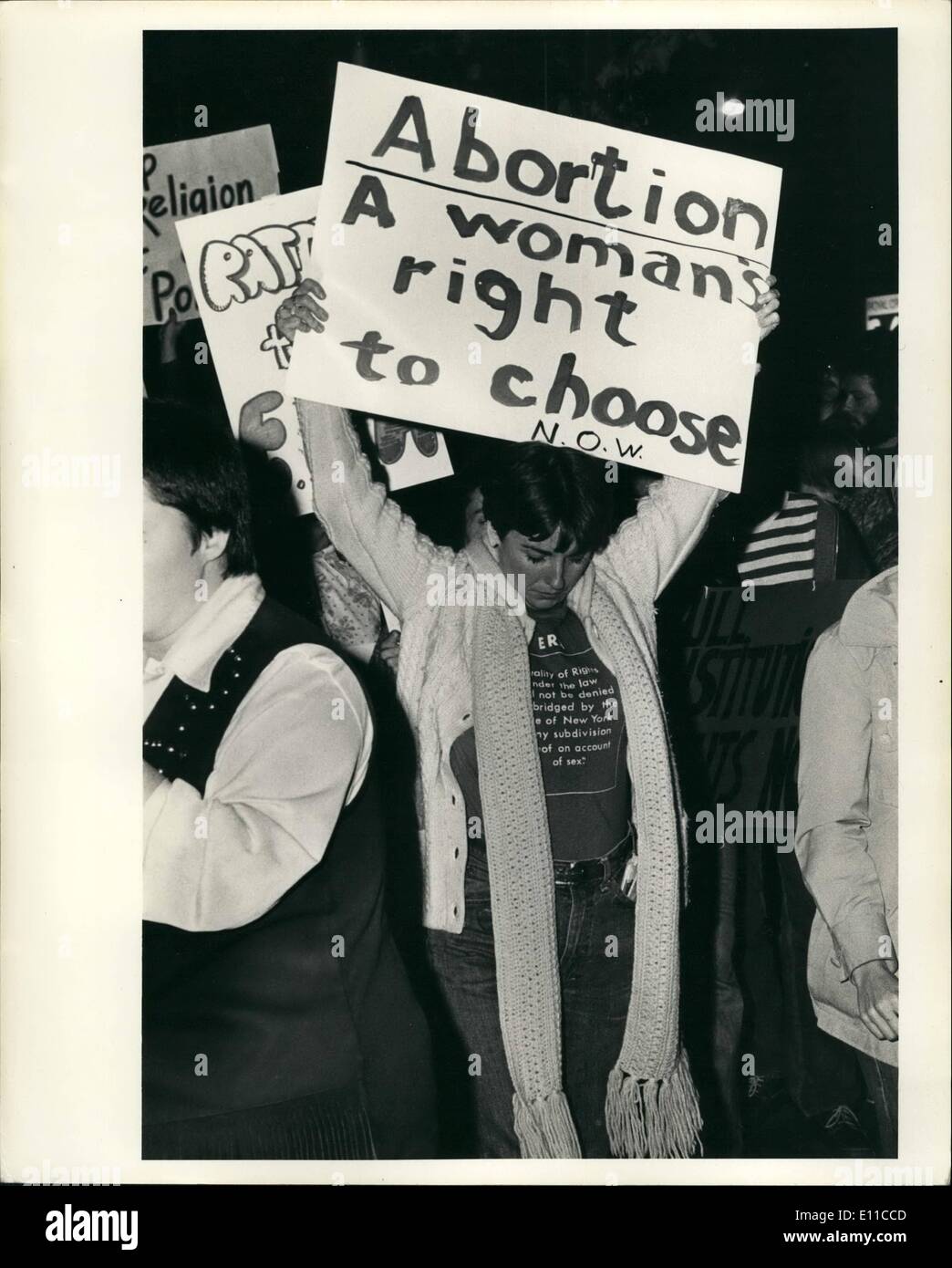 Sep. 09, 1976 - Pro-legalized abortion demonstrator on the ve of the first Ford-Carter TV debate Women's lib Philadelphia. Stock Photo