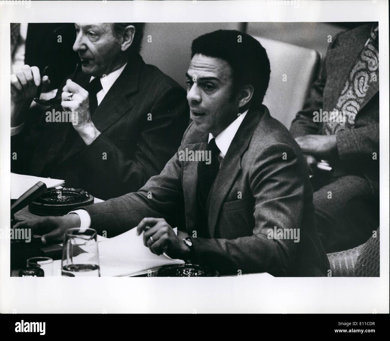 Mar. 03, 1977 - UN Security Council Meeting: March 24, 1977 on the Problem of South Africa. President of the Security Council during March 1977 is Ambassador Andrew Young. Stock Photo