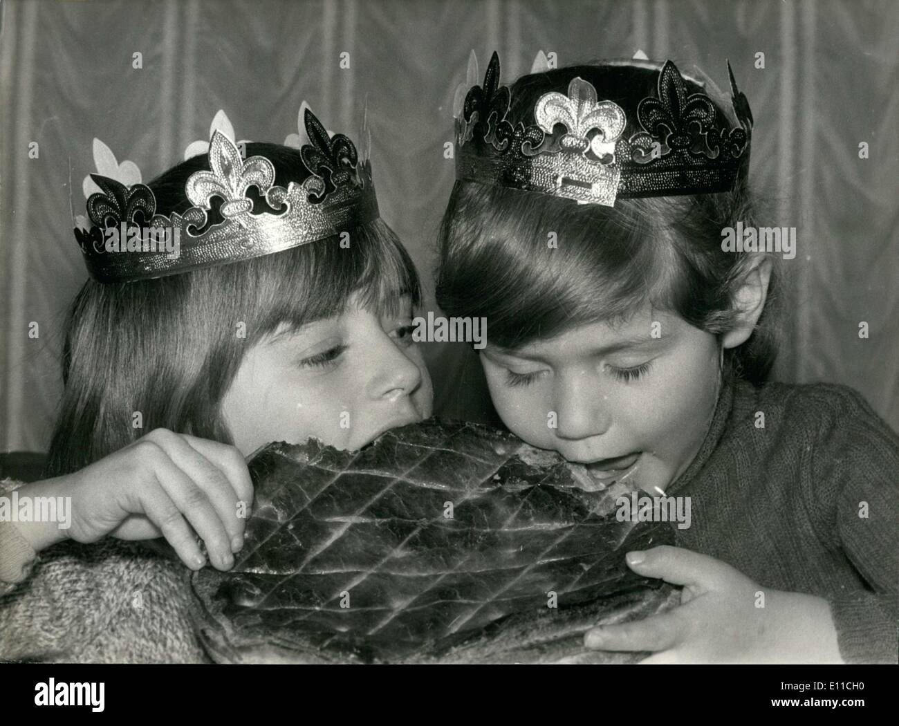 Jan. 03, 1977 - Children Eating a Traditional Twelfth Night Cake Stock Photo