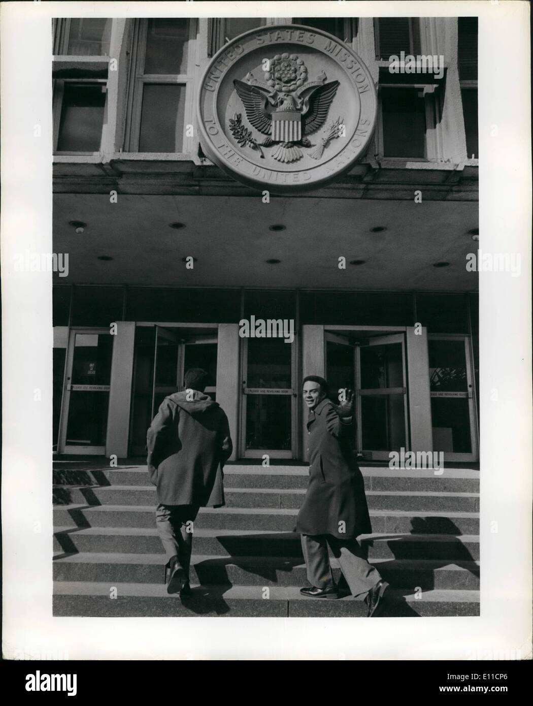 Feb. 02, 1977 - Ambassador Andrew Young in front of his office NYC Stock Photo