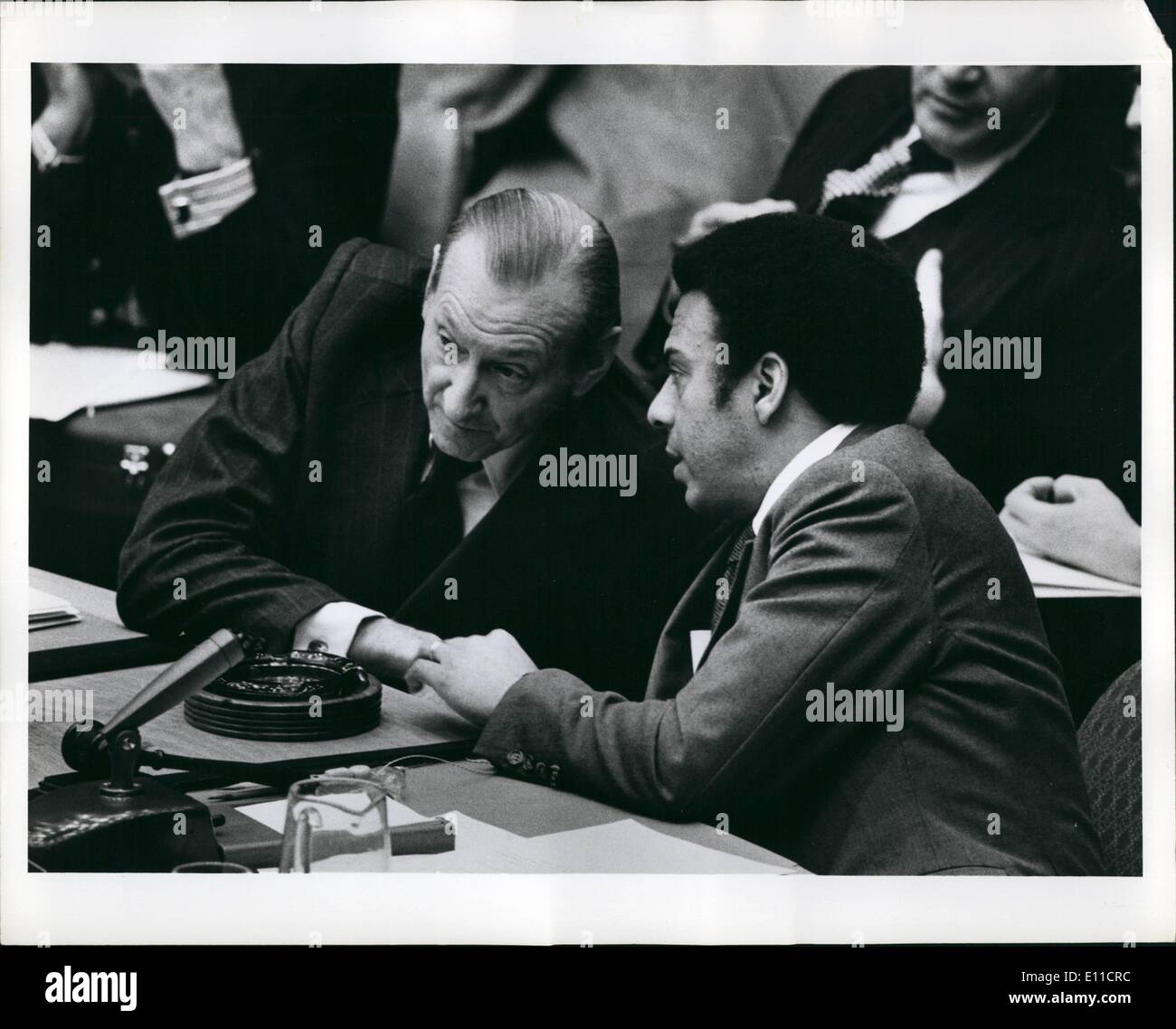 Mar. 03, 1977 - UN Security Council meeting on the problem of South Africa - President of the Security council during March 1977 Ambassador Andrew Young. Stock Photo